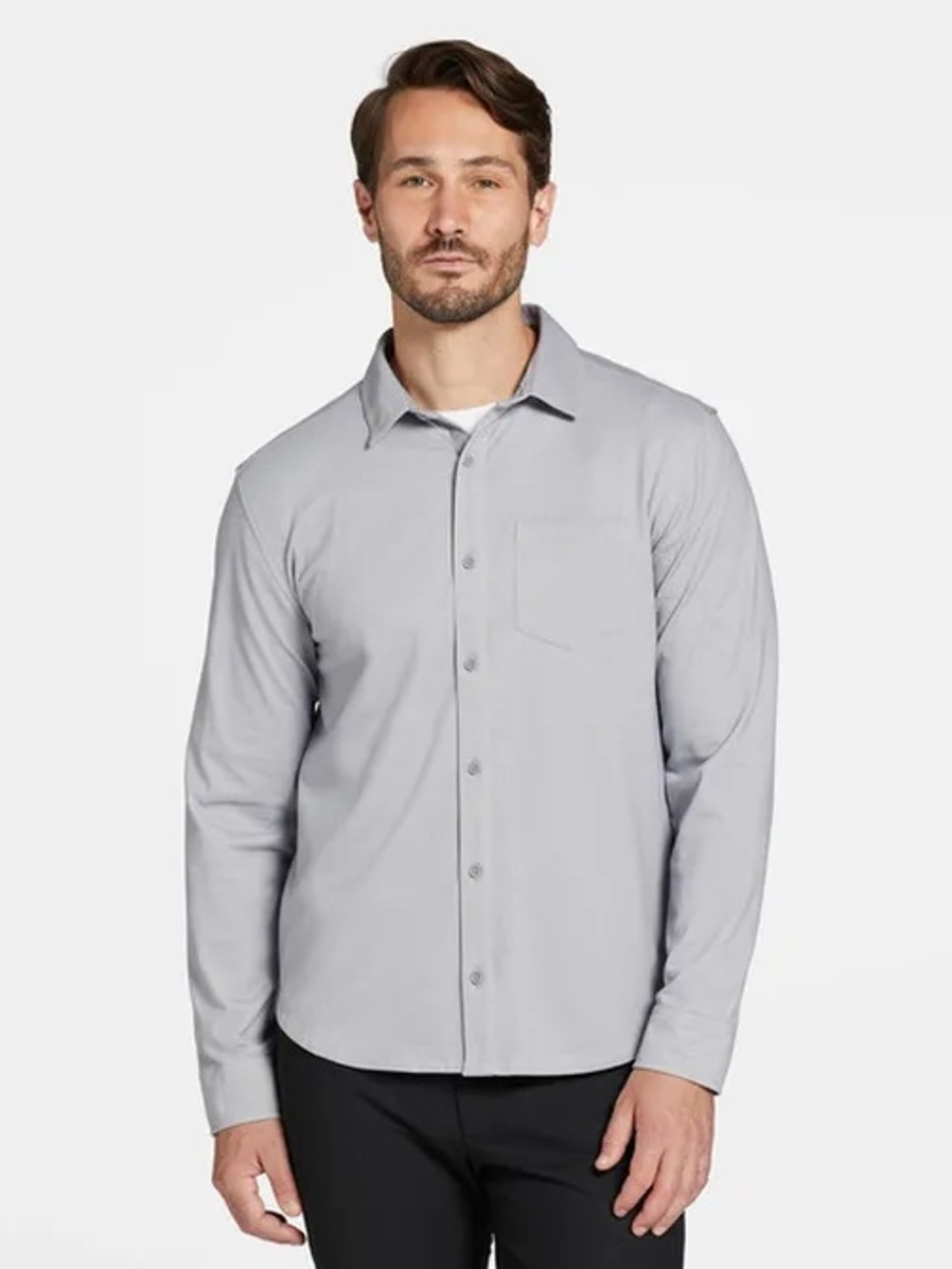 Men's Long-Sleeve Dress Shirt — Light Gray